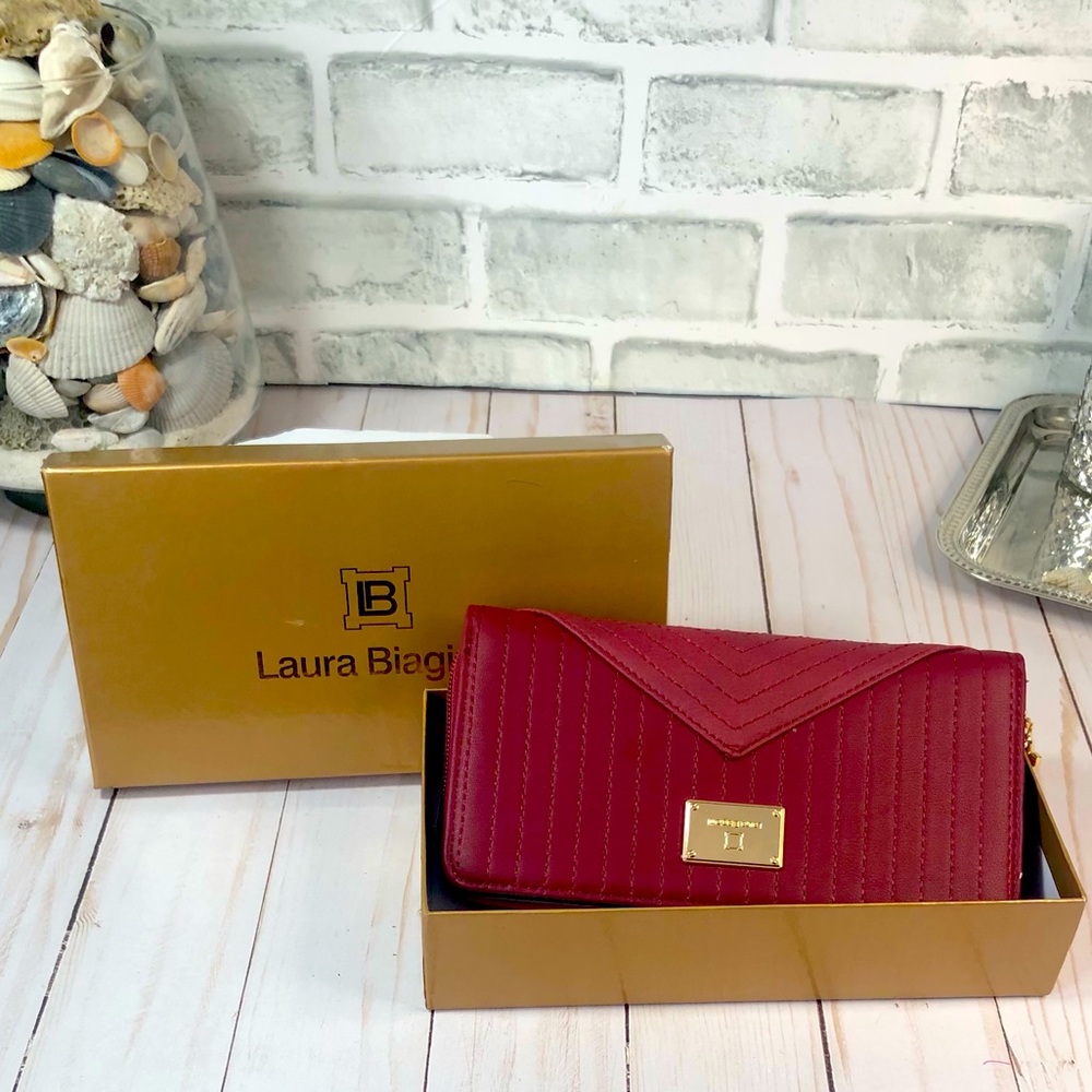 Laura Biagiotti Red Wine Colored Zippered Wallet